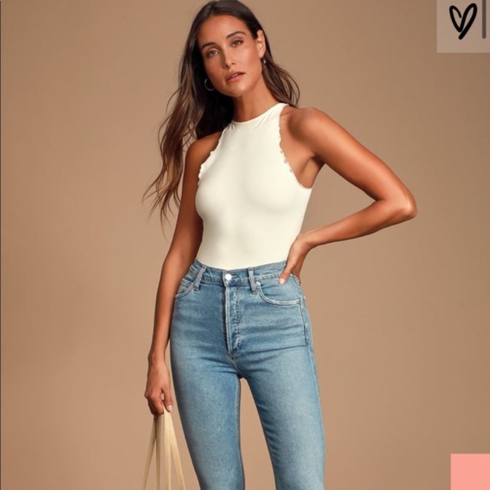 Free People Feels Right Ivory Thong Bodysuit